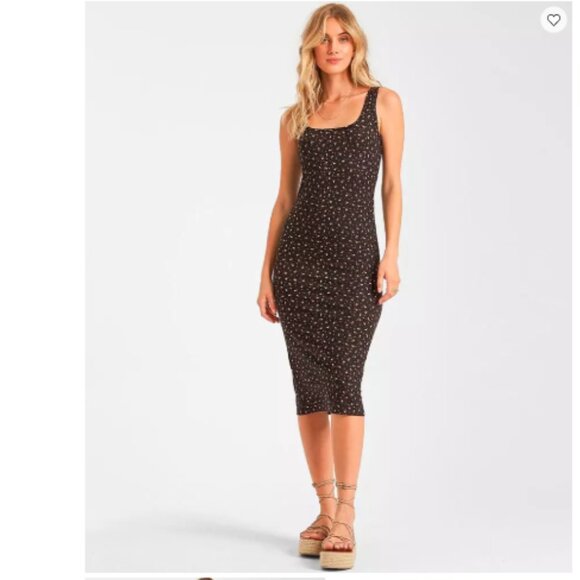 Billabong - Share More Joy Midi Dress Sleeveless JD53NBSH | Small | Black Floral - Picture 8 of 15